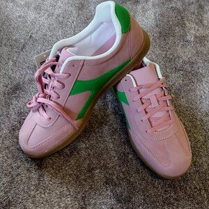 No Boundaries Women's Lace Up Sport Sneakers Pink Green Size 9 New